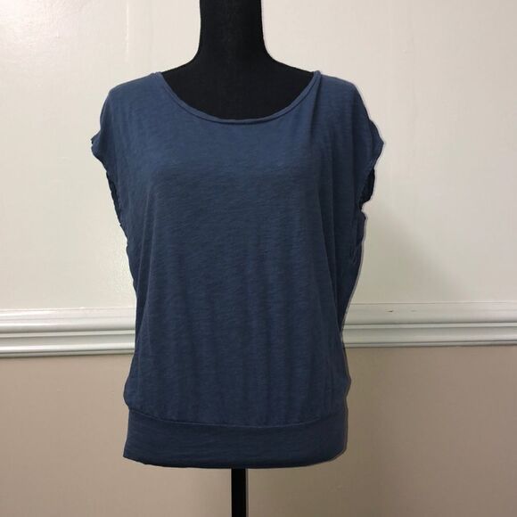 American Eagle Navy Blouse with bow- Small - Picture 1 of 3